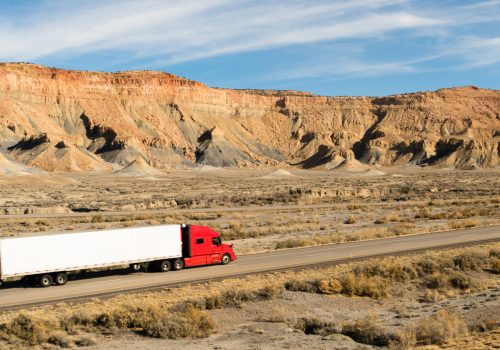 A trucker navigates this Utah highway in his big rig